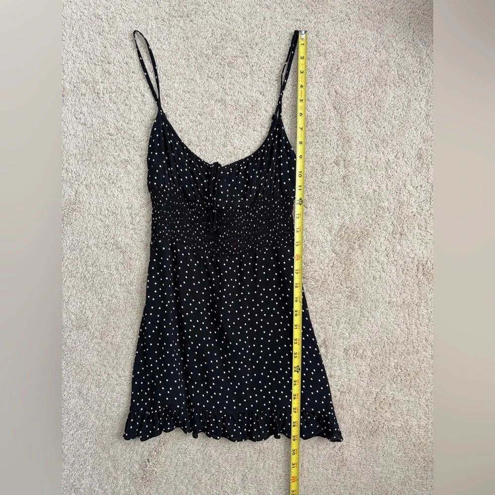 Reformation Fraise Polka Dot Mini Dress Black Tie Front Slip Dress Women's 4 - Picture 16 of 16